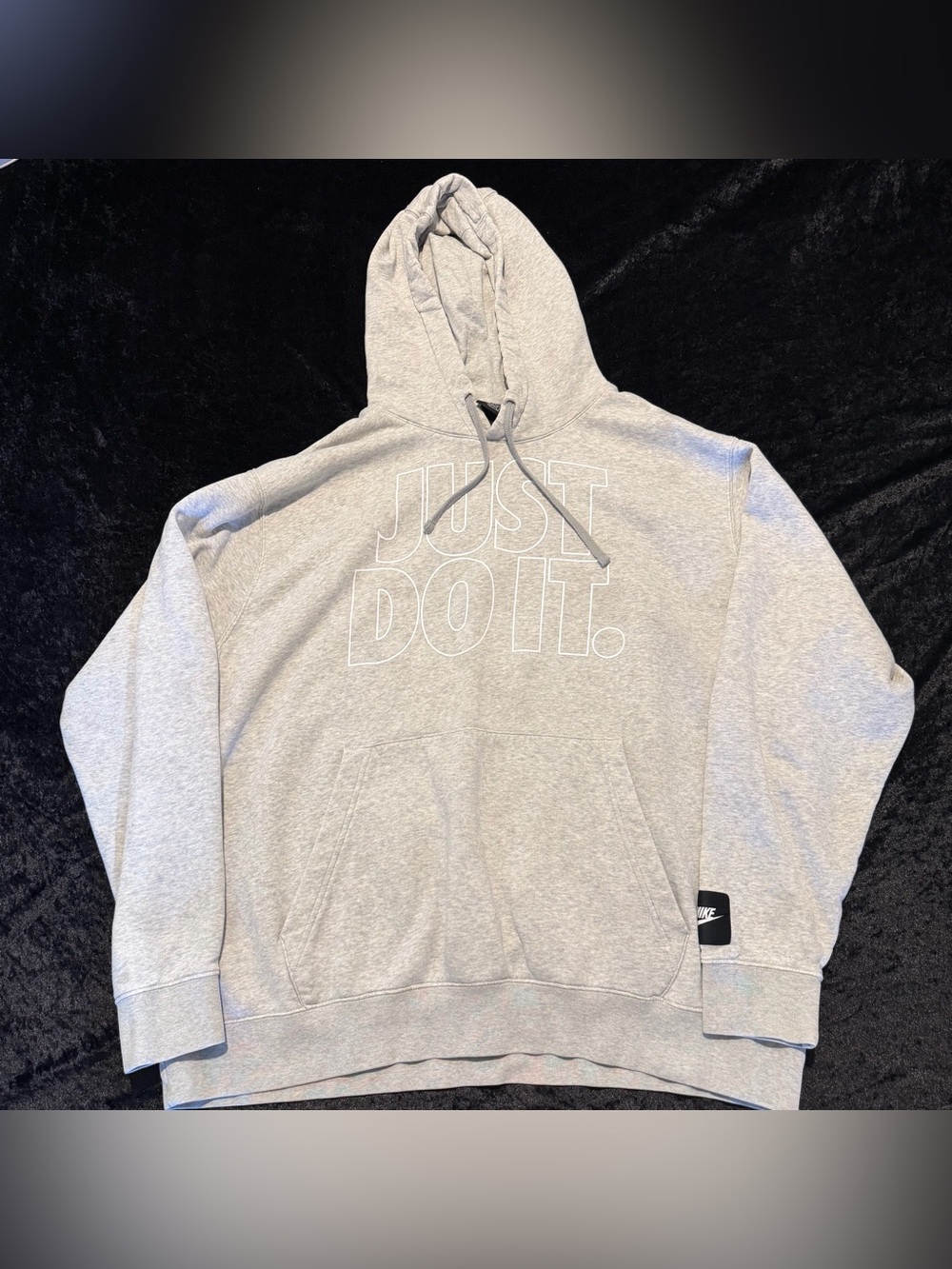 NIKE Gray "Just Do it" Spellout Fleece Pocket Hoodie Sweatshirt Size XXL
